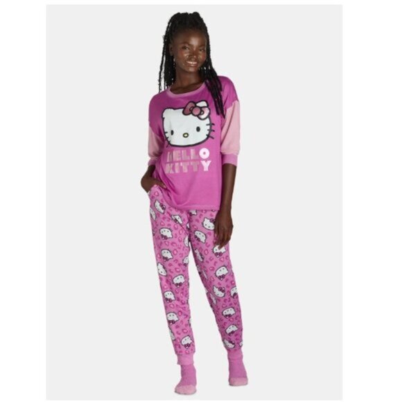 NEW 3Pc 2X 18W-20W Women's Soft Hello Kitty Loungewear Set- Pajamas - Picture 1 of 3